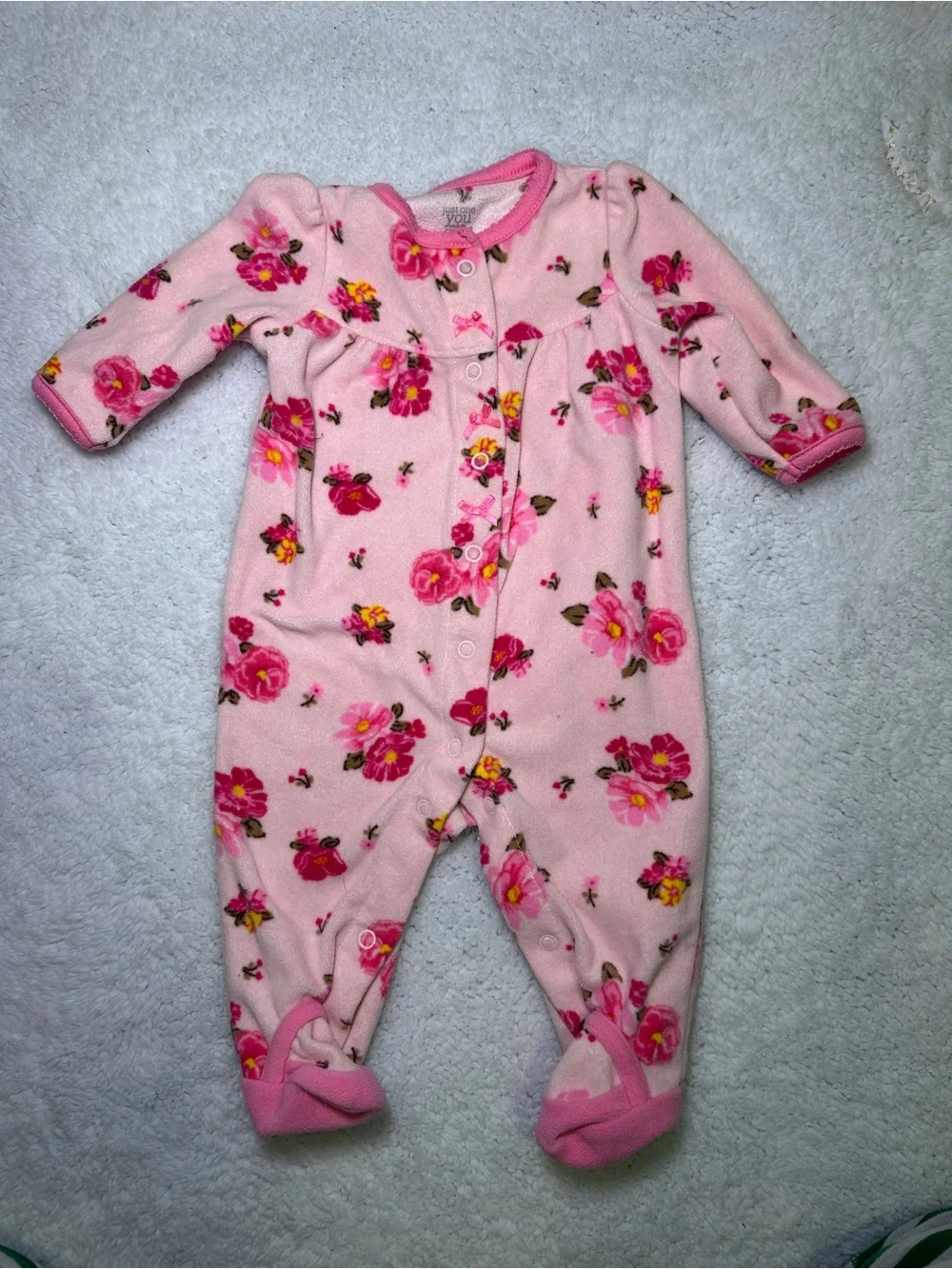 Bundle of 4 Long Sleeve Fleece Footies Size 0-3 months